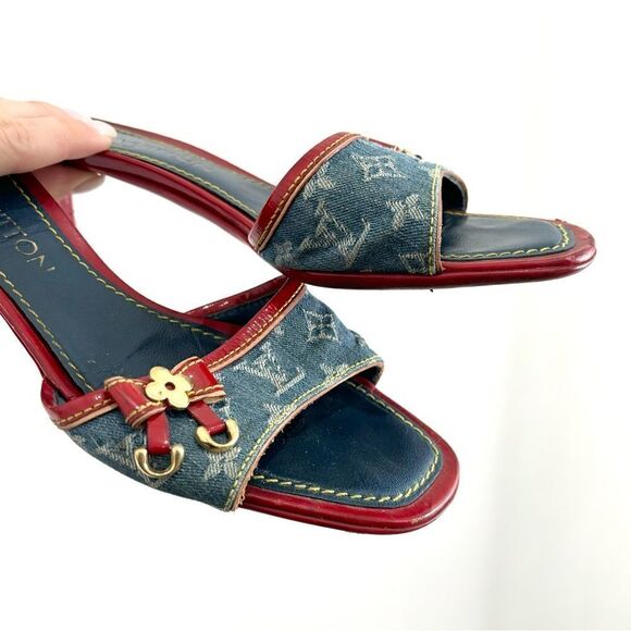 Louis Vuitton Women's Denim with Red Accent Sandal - Picture 7 of 12